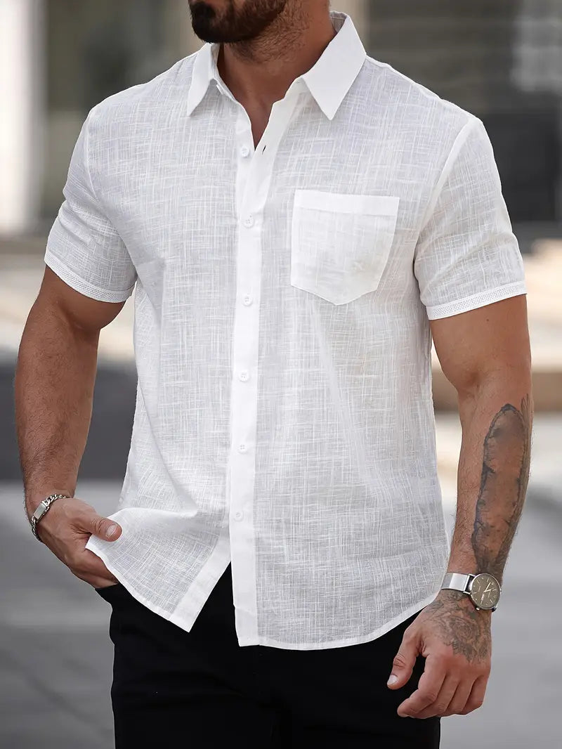 chemise en lin blanc décontracté super respirante