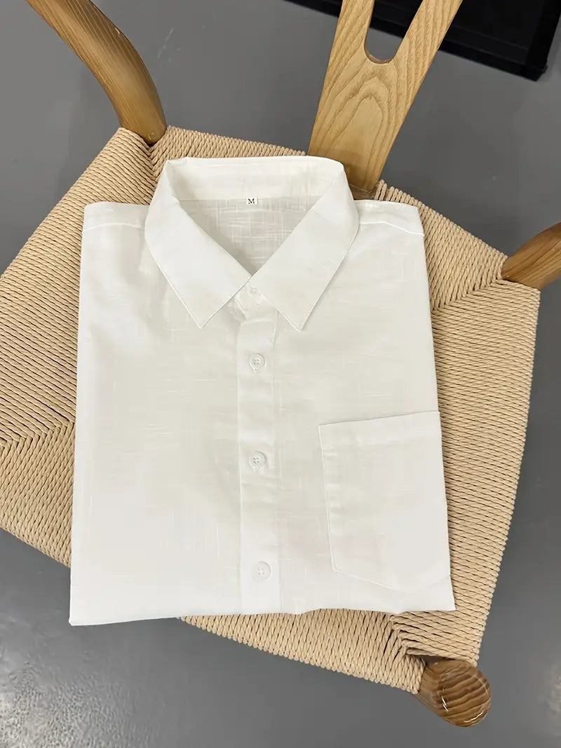 chemise en lin blanc décontracté super respirante