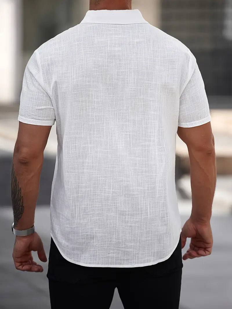 chemise en lin blanc décontracté super respirante